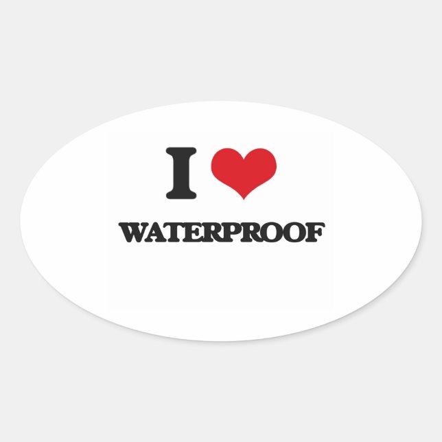I Liebe wasserdicht Ovaler Aufkleber (Vorderseite)