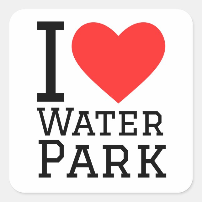 I Liebe Wasserpark Quadratischer Aufkleber (Vorderseite)