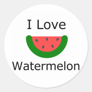I Liebe Watermelon Runder Aufkleber