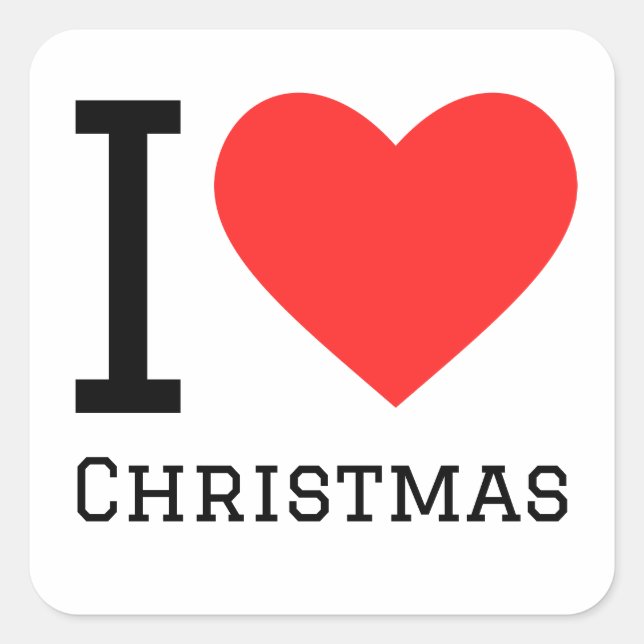 I Liebe Weihnachten Quadratischer Aufkleber (Vorderseite)