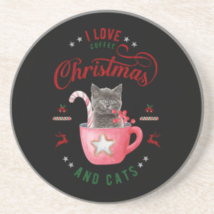 i Liebe Weihnachten und Katzen Freudene Grüße Getränkeuntersetzer