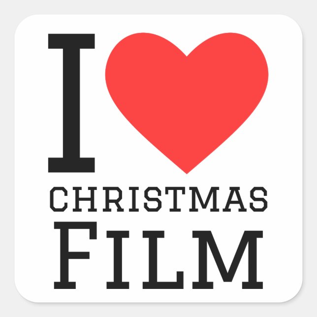 I Liebe Weihnachtsfilm Quadratischer Aufkleber (Vorderseite)