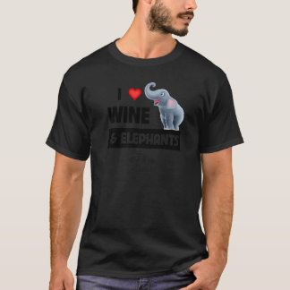 I Liebe Wein und Elefanten trinken afrikanische Sa T-Shirt