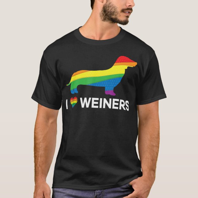 I Liebe Weiners Dackel LGBT Gay Lesbian Prix T-Shirt (Vorderseite)