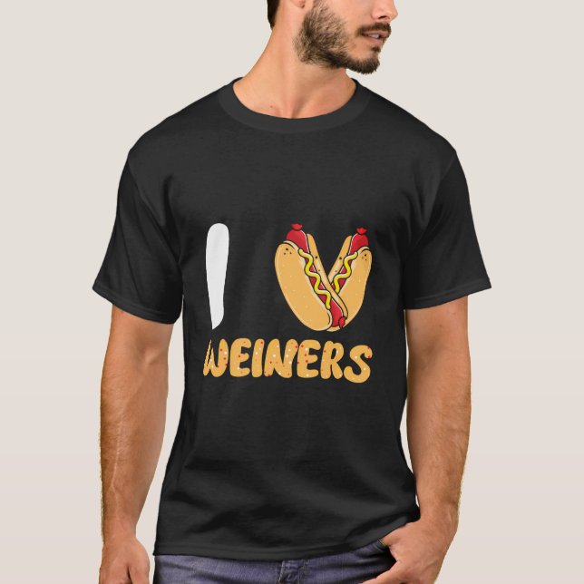 I Liebe Weiners Frank Sausage Bun Funny Hotdogs Lo T-Shirt (Vorderseite)
