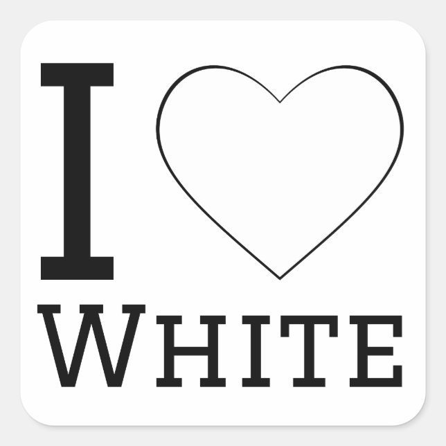 I Liebe weiß Quadratischer Aufkleber (Vorderseite)