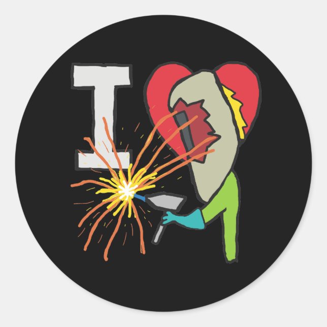 I Liebe Welding Runder Aufkleber (Vorderseite)