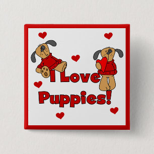 I Liebe-Welpen-T-Shirts und Geschenke Button