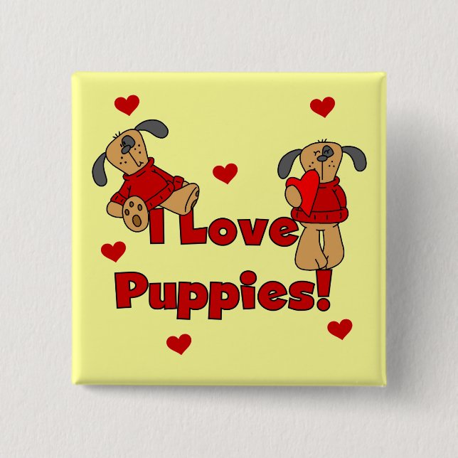 I Liebe-Welpen-T-Shirts und Geschenke Button (Vorderseite)