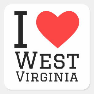 I Liebe West Virginia Quadratischer Aufkleber