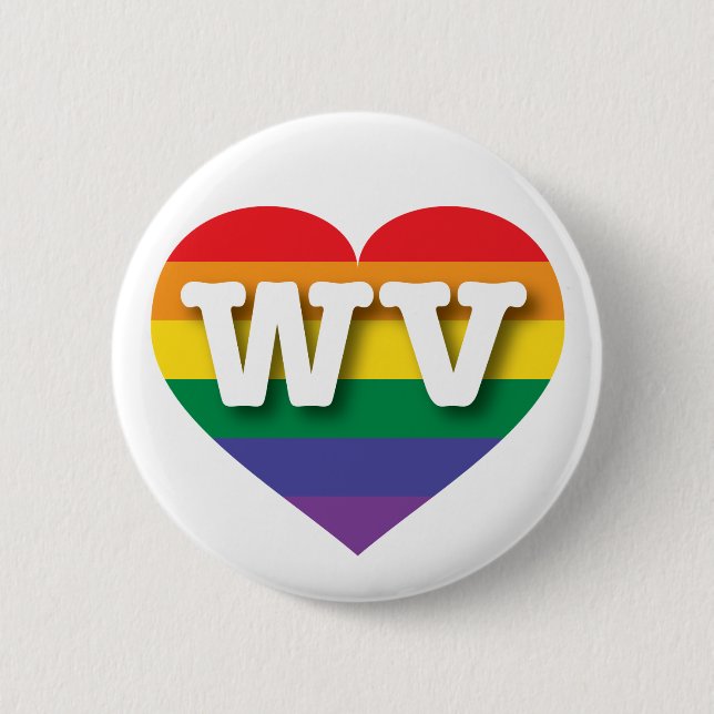 I Liebe West Virginia Rainbow Heart Button (Vorderseite)
