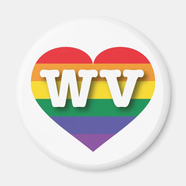 I Liebe West Virginia Rainbow Heart Magnet (Vorne)