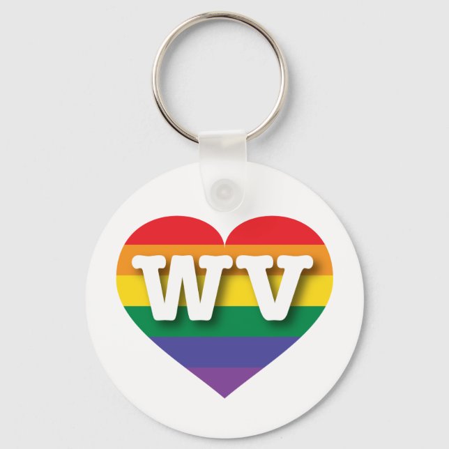 I Liebe West Virginia Rainbow Heart Schlüsselanhänger (Vorderseite)