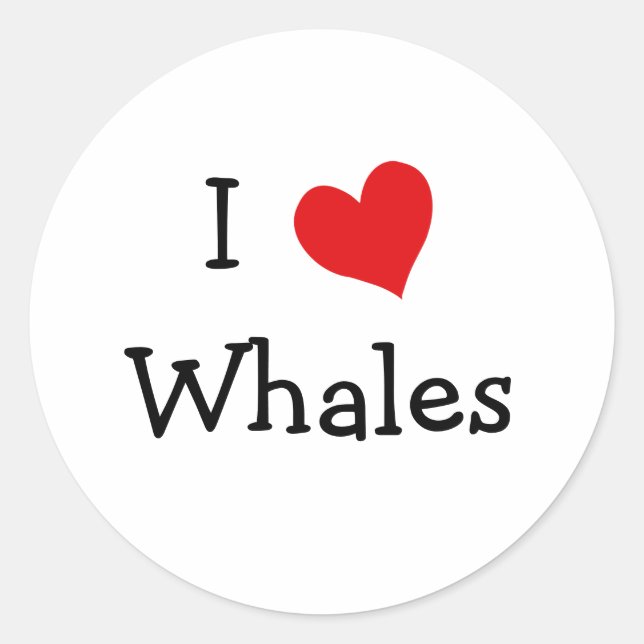 I Liebe Whales Runder Aufkleber (Vorderseite)