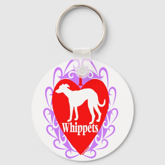 I Liebe Whippets B Schlüsselanhänger (Vorderseite)
