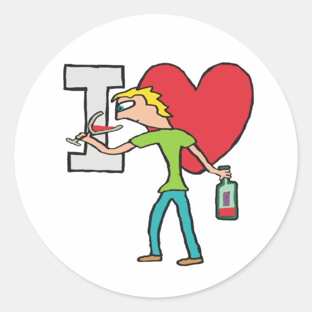 I Liebe Wine Runder Aufkleber (Vorderseite)