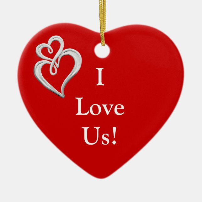 I Liebe wir Herz Onament PERSONALISIERTER NAME Keramik Ornament (Vorne)