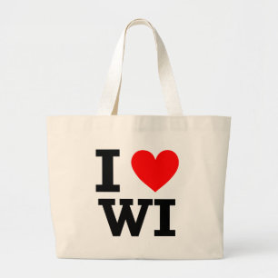 I Liebe-Wisconsin-Entwurf Jumbo Stoffbeutel