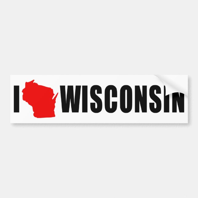 I Liebe Wisconsin Form Autoaufkleber (Vorne)