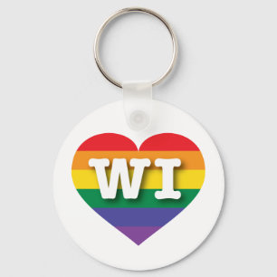 I Liebe Wisconsin Rainbow Heart Schlüsselanhänger