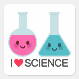 I LIEBE WISSENSCHAFT QUADRATISCHER AUFKLEBER