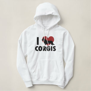 I Liebe-Wolljacken-WaliserCorgis Bestickter Hoodie