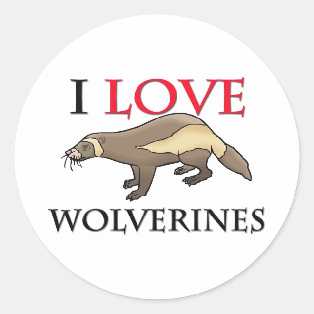 I Liebe Wolverines Runder Aufkleber (Vorderseite)