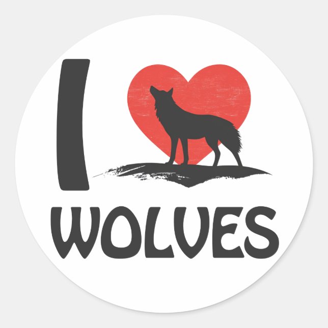 I Liebe Wolves Runder Aufkleber (Vorderseite)