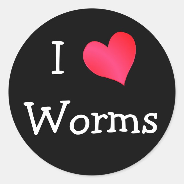 I Liebe Worms Runder Aufkleber (Vorderseite)