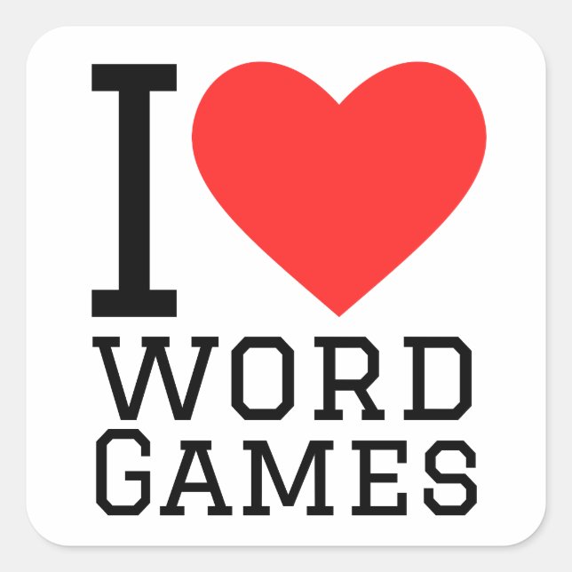 I Liebe Wortspiele Quadratischer Aufkleber (Vorderseite)