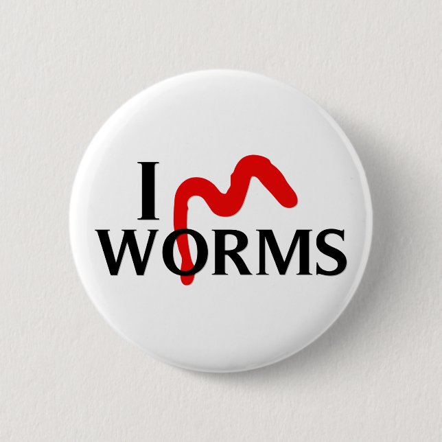 I Liebe-Würmer Button (Vorderseite)