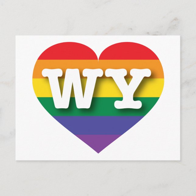 I Liebe Wyoming Rainbow Heart Postkarte (Vorderseite)