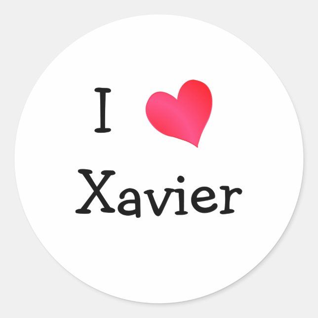 I Liebe Xavier Runder Aufkleber (Vorderseite)