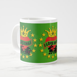 I LIEBE Xmas + Ihr Hintergrund Jumbo-Tasse