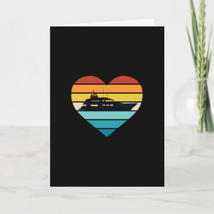 I Liebe Yacht Captain Ship Retro Sunset Karte