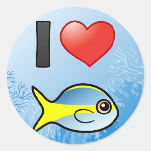 I Liebe Yellowtail Snapper Runder Aufkleber