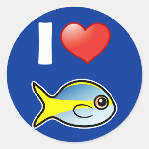 I Liebe Yellowtail Snapper Runder Aufkleber