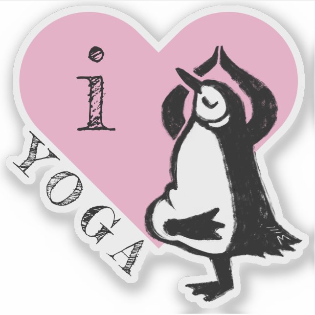 I Liebe Yoga Penguin Aufkleber (Vorderseite)