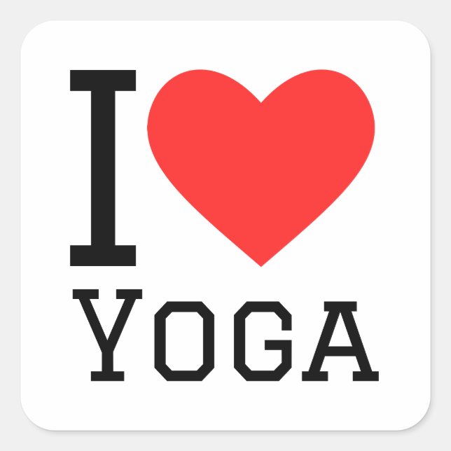 I Liebe Yoga Quadratischer Aufkleber (Vorderseite)