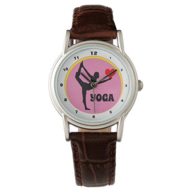 I Liebe Yoga & Red Heart fashion / Yogini goddess  Armbanduhr (Vorderseite)