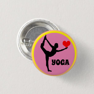 I Liebe Yoga & Red Heart fashion / Yogini goddess Button