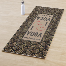 I Liebe YOGA-Skript Gold Art Deco Muster Monogramm Yogamatte
