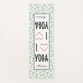 I Liebe YOGA-Skript Grüne Blätter Muster Monogramm Yogamatte
