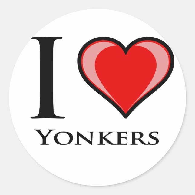 I Liebe Yonkers Runder Aufkleber (Vorderseite)