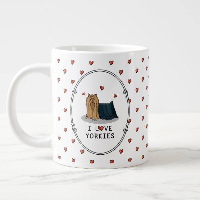I Liebe Yorkies (I Liebe Yorkshire Terriers) Herz Jumbo-Tasse (Links)