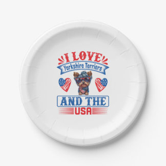 I Liebe Yorkshire Terriers and the USA 01 Pappteller