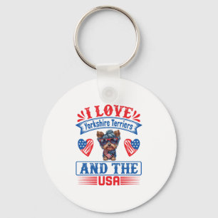 I Liebe Yorkshire Terriers and the USA 01 Schlüsselanhänger
