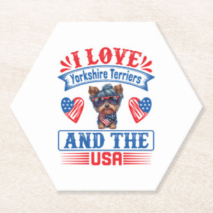 I Liebe Yorkshire Terriers and the USA 01 Untersetzer