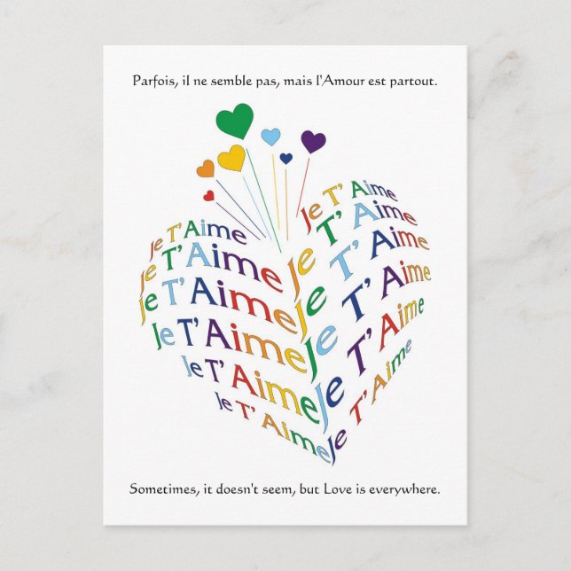 "I Liebe You" auf Französisch / Postcard Postkarte (Vorderseite)