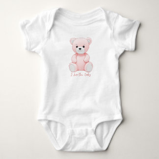 I Liebe You Baby Pink Bear CudlyToy Baby Bodysuit Strampler